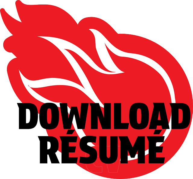 ball of fire that reads 'download resume'!